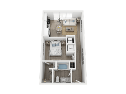 1 bedroom 1 bath A2 Floor Plan at Link Apartments® 4th Street, Winston-Salem, North Carolina